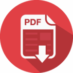 Red circular icon featuring a white document with "PDF" text and a download arrow.