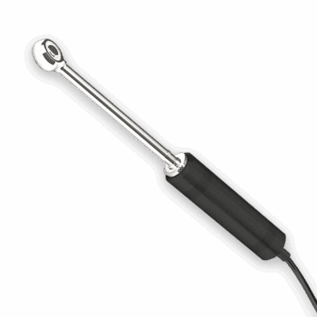 Black and silver EMC01Ag remote electrode probe with localized treatment tip.
