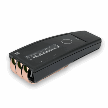 Black COSMODIC EX735 therapy device with three copper electrodes and digital screen.