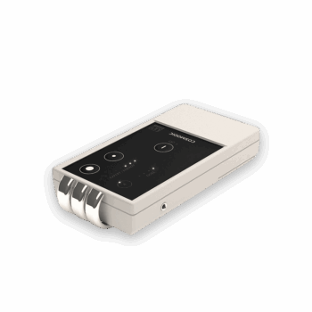 White COSMODIC PS705Ag therapy device with three silver electrodes, angled front view.