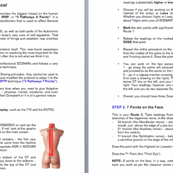 Instructional pages for the 3P7P protocol using SCENAR and COSMODIC therapy devices.