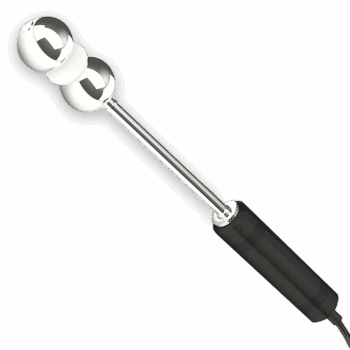 EV01(w) vaginal remote electrode probe with two silver spheres and black handle.