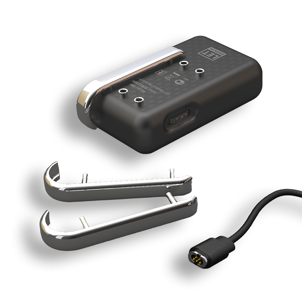 Black SKI-D smart remote electrode for COSMODIC ENS devices with OLED display and three silver rails.