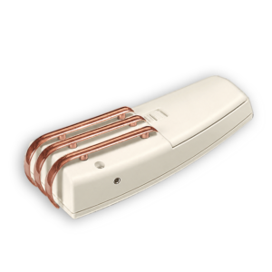 Rear view of the SC-CS VX735Cu COSMODIC device with three curved copper electrodes.